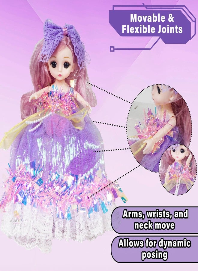 WISHKEY Doll Set for Girls with Accessories, Stylish Doll with Long Hair & Flexible Joints, Cute Doll with Pretty Hair Clips, Pretend Play Toy for Kids, Ideal for Ages 3+ (Pack of 1, Multicolor) - Image 5